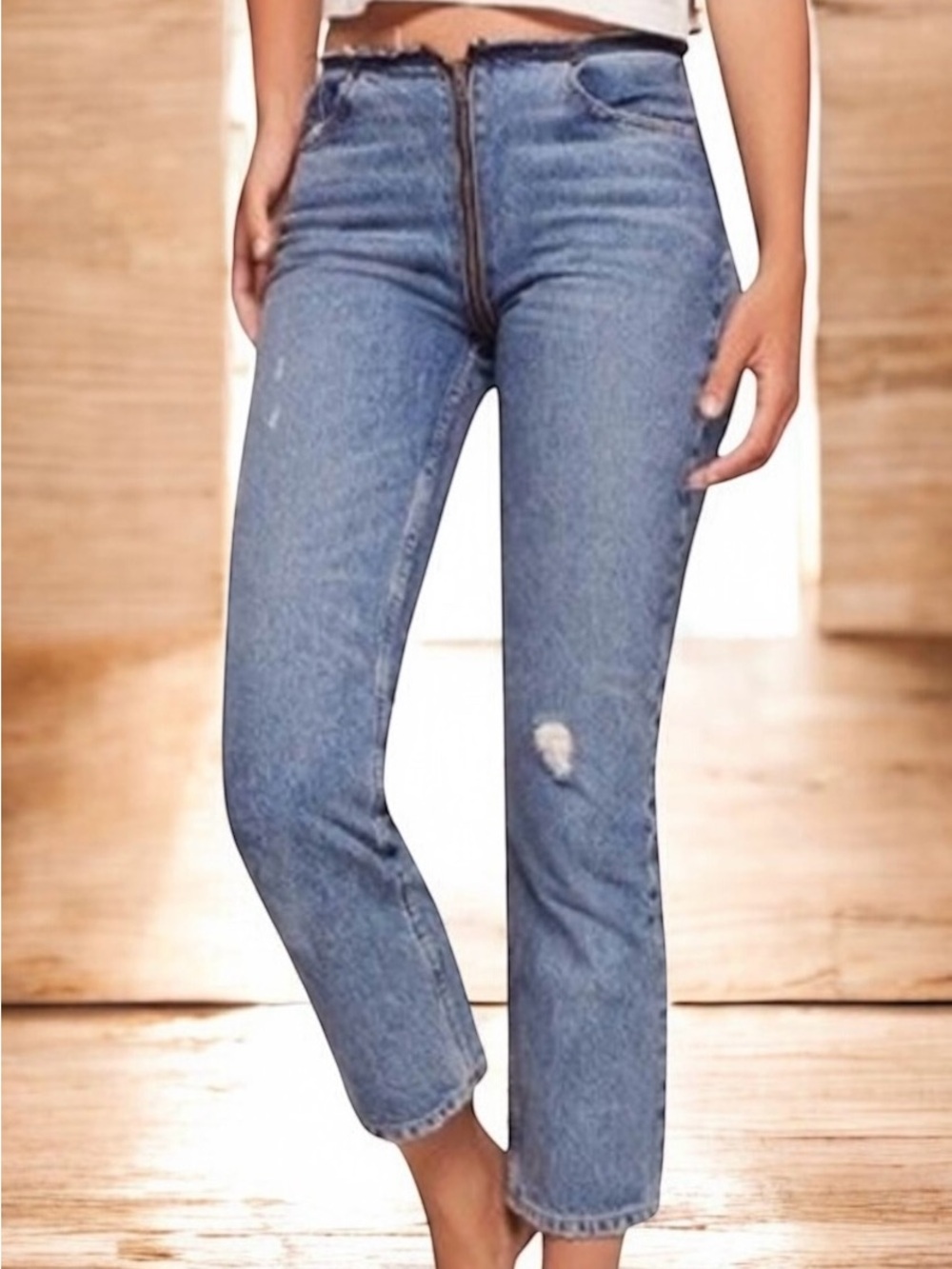 Reformation Zipper Jeans Denim Straight Leg